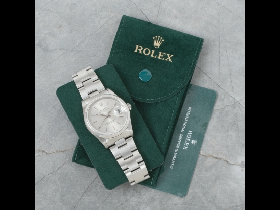 Rolex Date 34 Argento Oyster Silver Lining Dial - Rolex Service Guara  Watch  15200